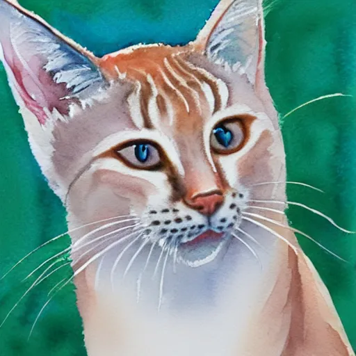 Image similar to watercolor painting of an apple head lynx point siamese cat