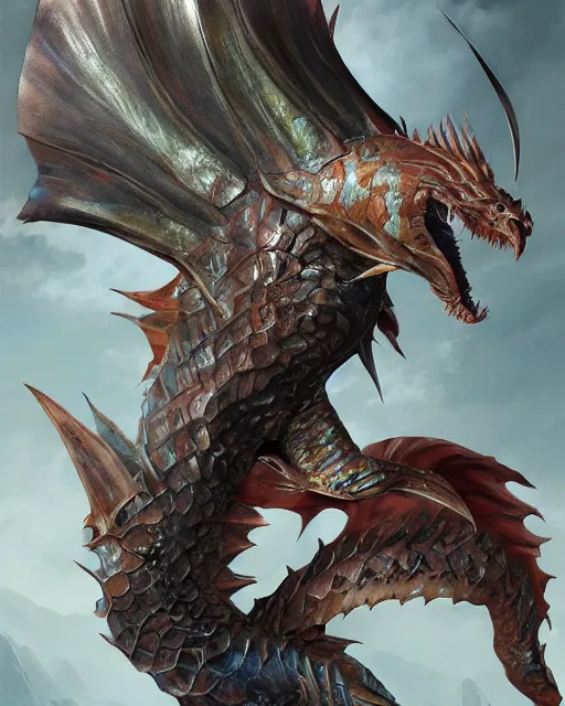 Image similar to game character beautiful sea dragon half fish half dragon, armored skin, scales, incredible detail by Ruan Jia and Gil Elvgren, fullbody