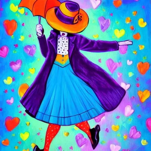 Image similar to mary poppins oil painting by lisa frank