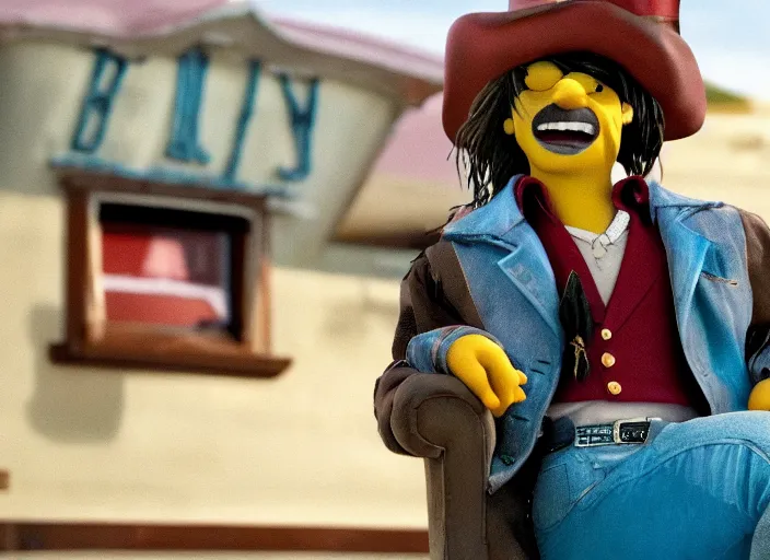 Prompt: film still of johnny depp in the simpsons movie