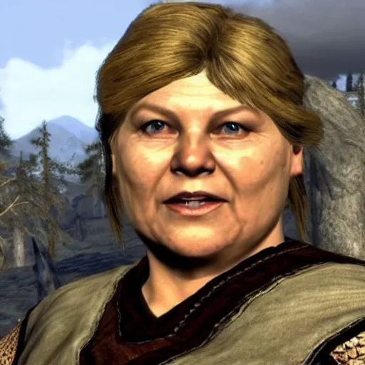 Prompt: Erna Solberg as a character in Skyrim