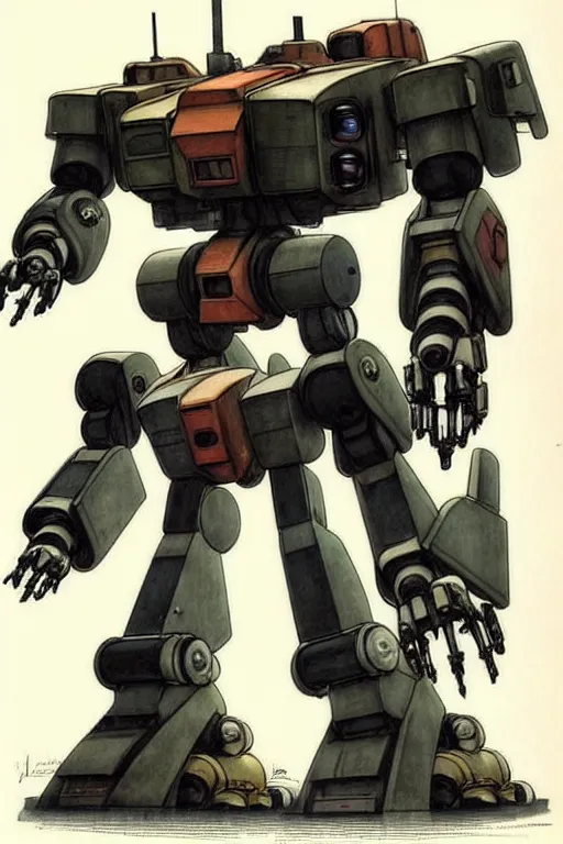 Image similar to (((((1950s huge steam engine mecha robot mechwarrior battletech gundam . muted colors.))))) by Jean-Baptiste Monge !!!!!!!!!!!!!!!!!!!!!!!!!!!