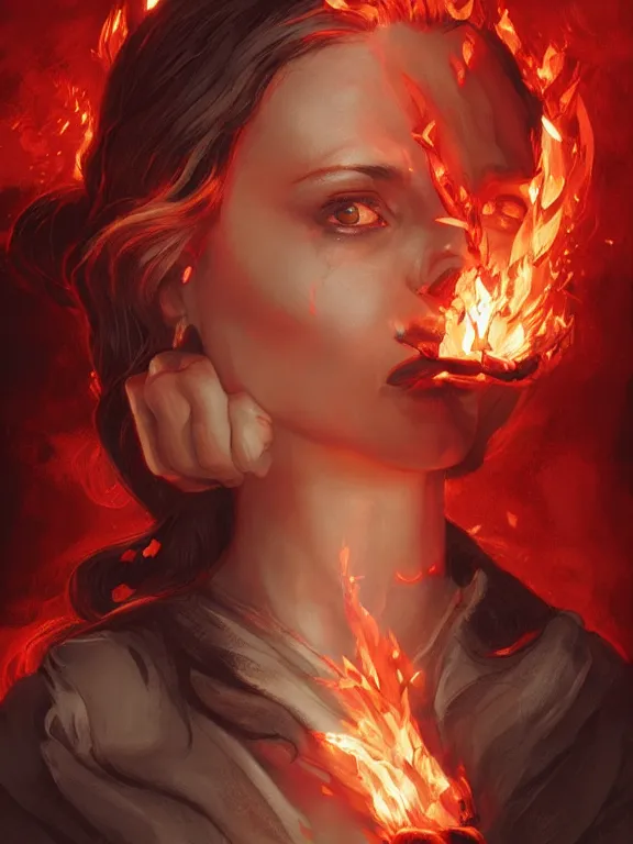 Prompt: Christina Ricci casting a fire spell, red lighting, D&D, fantasy, highly detailed, digital painting, trending on artstation, concept art, sharp focus, illustration, art by artgerm and greg rutkowski and magali villeneuve