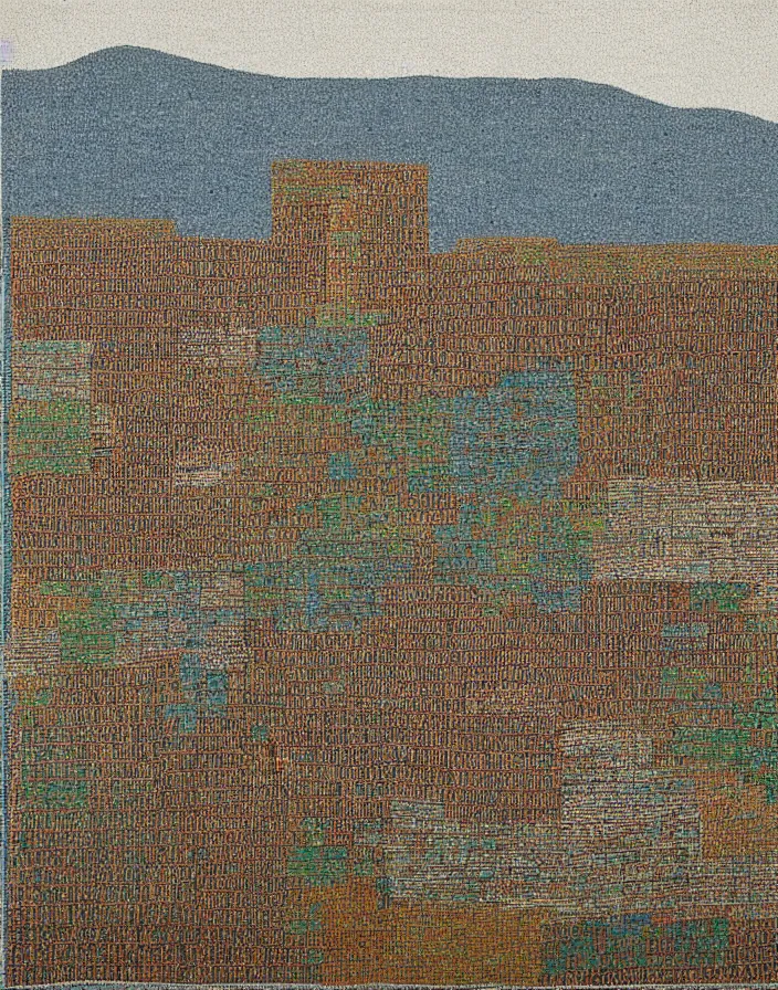 Image similar to a building in a stunning landscape by Anni Albers