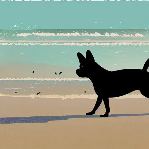 Image similar to black french bulldog playing on the water of the beach by pascale campion