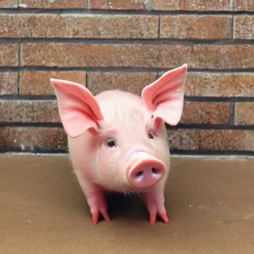 Prompt: cute pig using orange inmate clothes