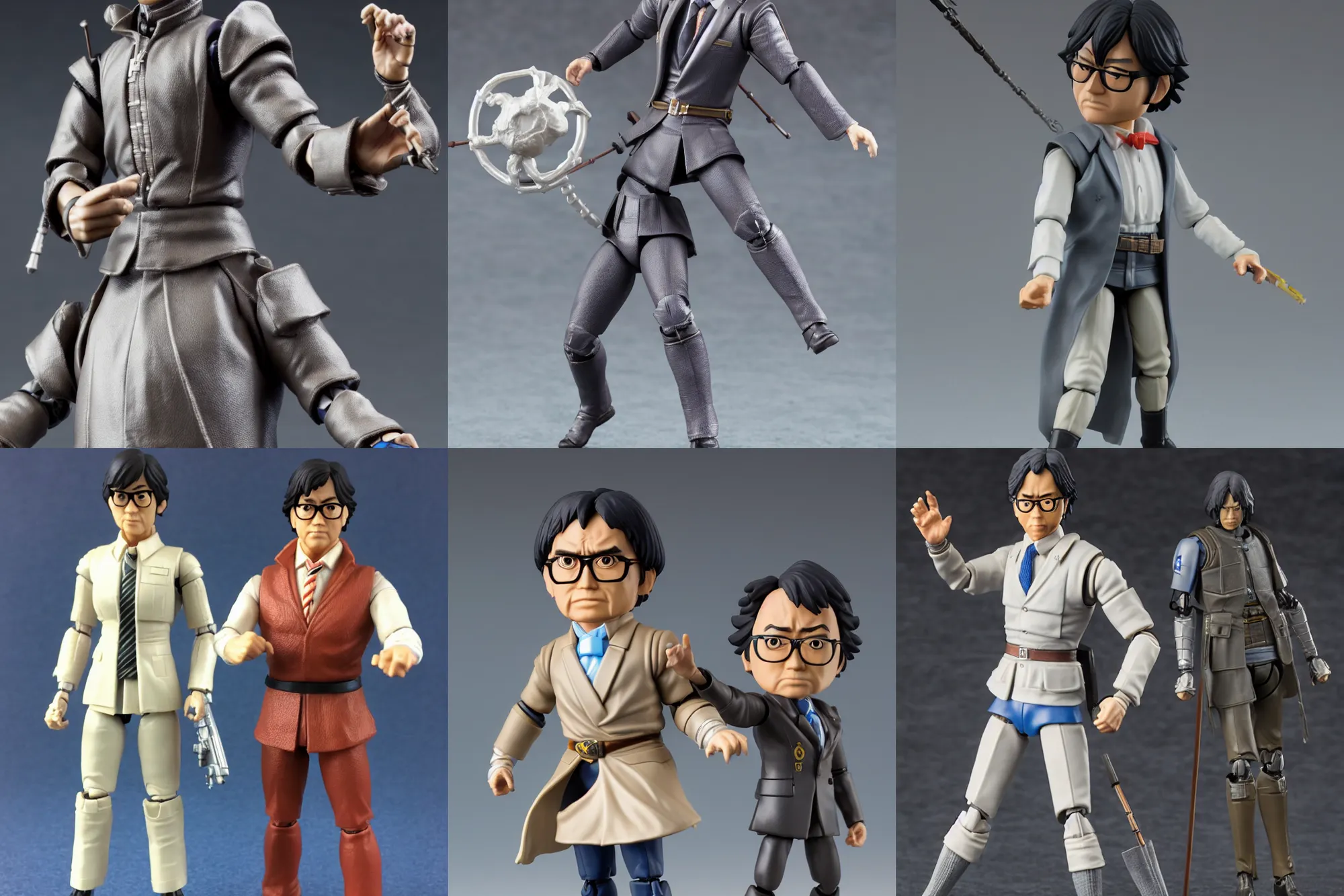 Prompt: Hidetaka Miyazaki as a 1980's Kenner style action figure, 5 points of articulation, full body, 4k, highly detailed