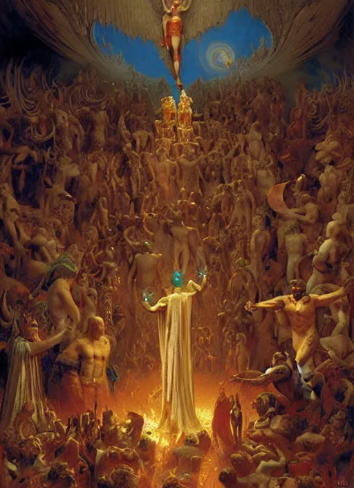 Image similar to the seventh circle of hell from dante's divine comedy with lots of colours. highly detailed painting by gaston bussiere, craig mullins, j. c. leyendecker 8 k