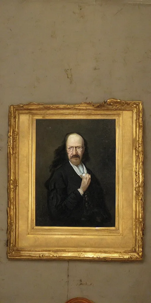 Image similar to a beautiful old portrait of Walter White, 1700s, very very old painting, 4k detailed