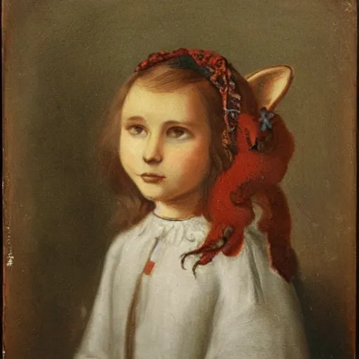 Image similar to a young girl with a fox head