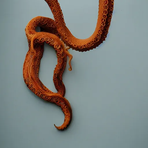 Image similar to cardboard cutout of tentacles, cut out of brown corrugated cardboard, realistic, cardboard cutout, flat, hyperrealistic photography