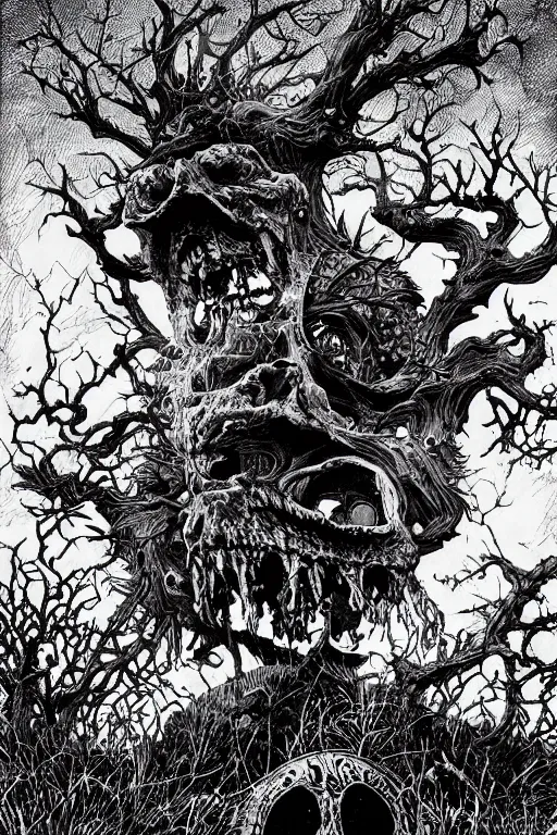 grotesque creature, moonlit sky, highly detailed ink | Stable Diffusion ...