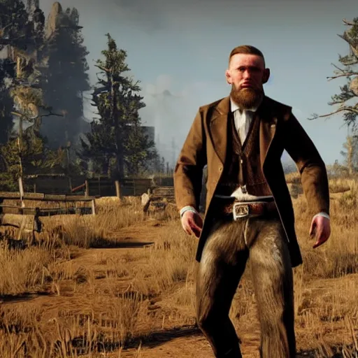 Image similar to Connor McGregor in red dead redemption 2 very detailed 4k quality super realistic