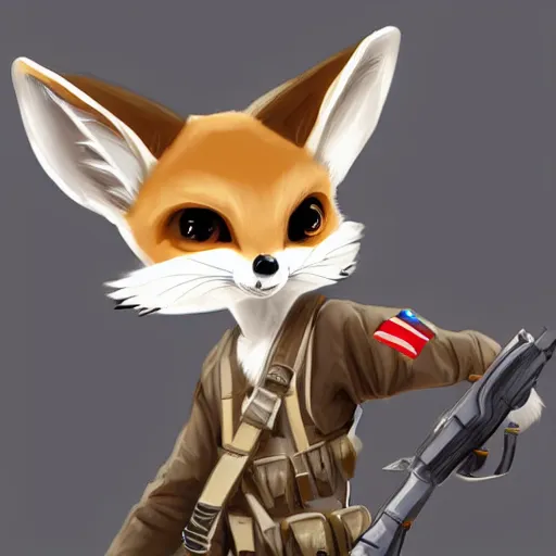 Prompt: Fennec Fox as a Soldier, Artstation, Digital Art, Award Winning Masterpiece,