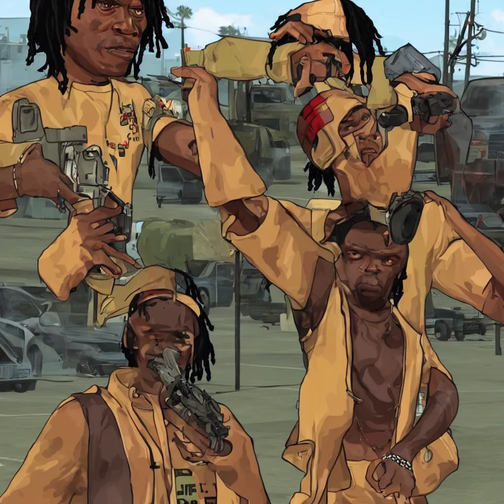 Prompt: Chief Keef as a GTA San Andreas character, screenshot from the game