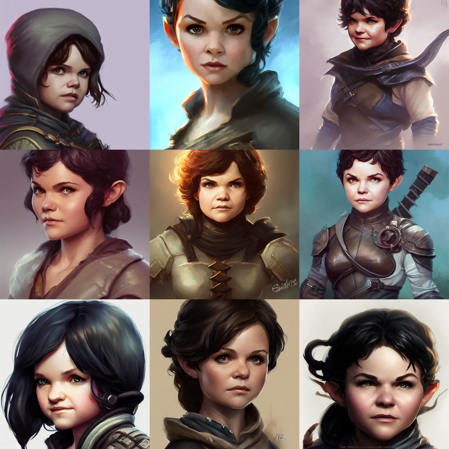 Prompt: halfling rogue, ginnifer goodwin, art by artgerm and greg rutkowski and magali villeneuve, highly detailed, headshot, digital painting, trending on artstation, concept art, sharp focus, illustration