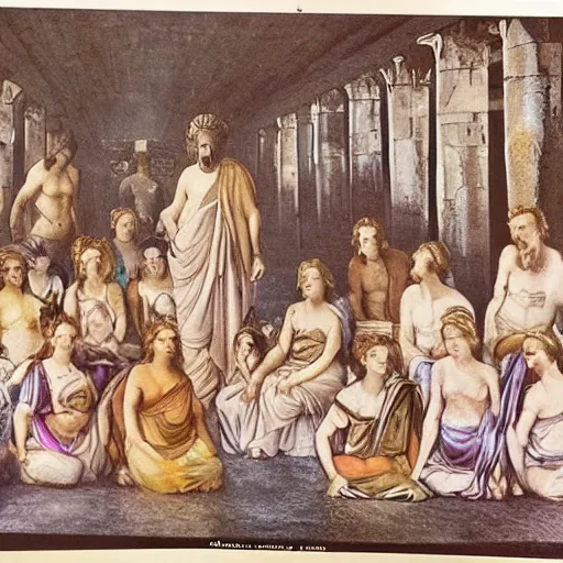 Prompt: a class photo from ancient greece