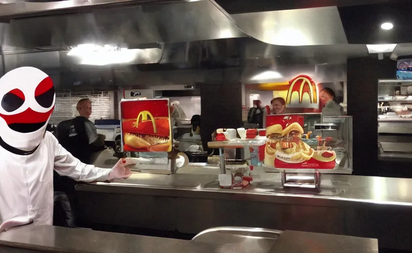 Image similar to Xenomorph as mcdonald's employee