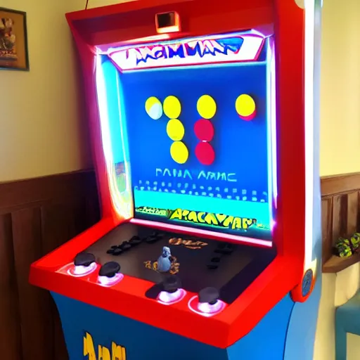 Prompt: pacman arcade machine