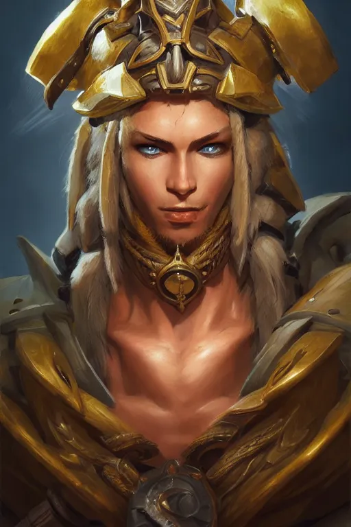 Image similar to legendary leonin fighter portrait, highly detailed, d & d, fantasy, highly detailed, digital painting, trending on artstation, concept art, sharp focus, illustration, global illumination, ray tracing, realistic shaded, art by artgerm and greg rutkowski and fuji choko and viktoria gavrilenko and hoang lap