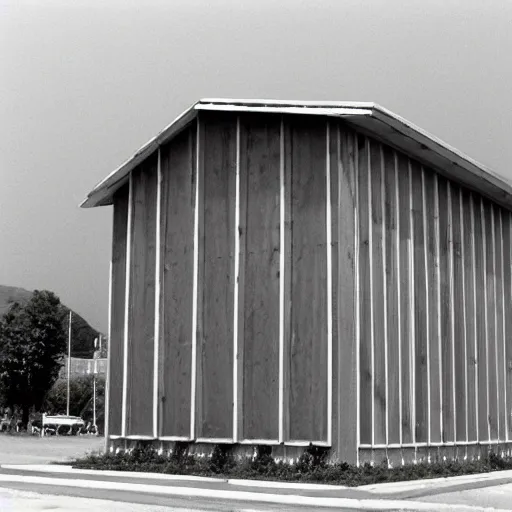 Image similar to 1 9 8 0's vertical wooden siding on newly constructed church in the year 1 9 8 0