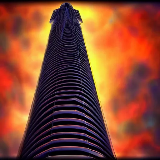 Image similar to auckland sky tower, fantasy, digital art, evil