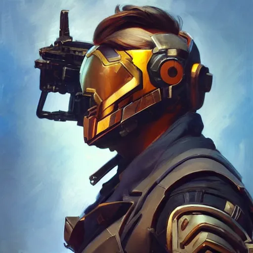 Image similar to greg manchess portrait painting of armored starlord as overwatch character, medium shot, asymmetrical, profile picture, organic painting, sunny day, matte painting, bold shapes, hard edges, street art, trending on artstation, by huang guangjian and gil elvgren and sachin teng