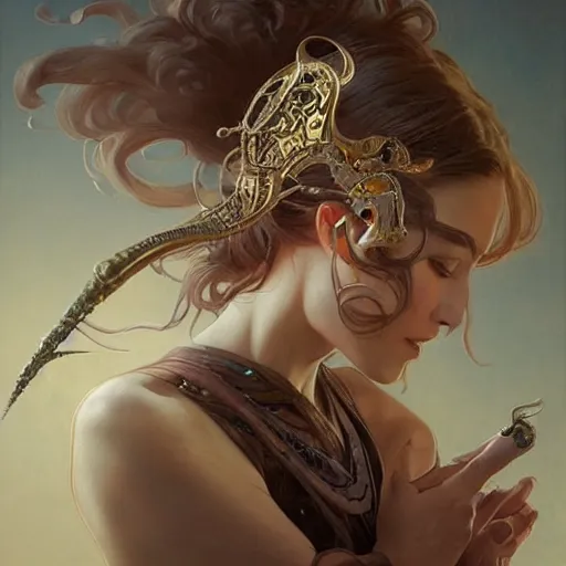 Image similar to a strange blowing horn, d & d, fantasy, intricate, elegant, highly detailed, digital painting, artstation, concept art, smooth, sharp focus, illustration, art by artgerm and greg rutkowski and alphonse mucha