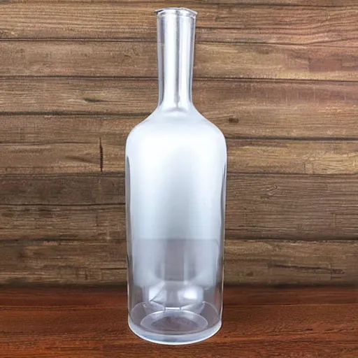 Prompt: translucent glass vodka bottle in the style of a propane cylinder