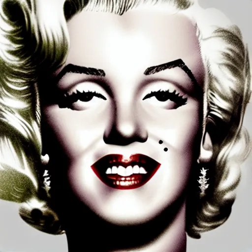 Prompt: Marilyn Monroe using a macbook photorealistic vfx simulation