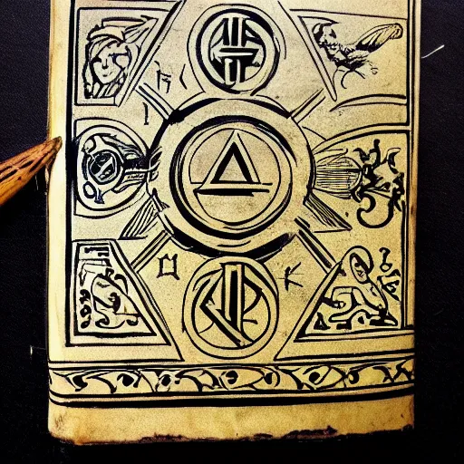 Image similar to magic protection iconography old book vintage bible occult rune sketch alchemy ink