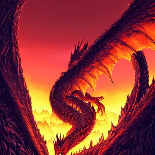 Image similar to the second coming of smaug, by dan mumford, yusuke murata, makoto shinkai, ross tran, cosmic, heavenly, god rays, intricate detail, cinematic, 8 k, cel shaded, unreal engine, featured on artstation, pixiv