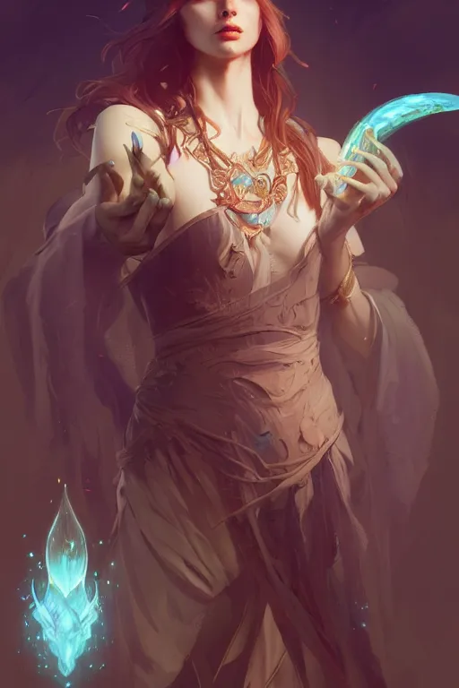 Prompt: beautiful sorceress, accurate anatomy, only two hands, highly detailed, digital painting, artstation, concept art, smooth, sharp focus, illustration, Unreal Engine 5, 8K, art by sakimichan and greg rutkowski and alphonse Mucha