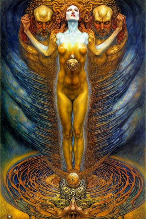 Image similar to Divine Chaos Engine by Karol Bak, Jean Delville, William Blake, Gustav Klimt, and Vincent Van Gogh, symbolist, visionary