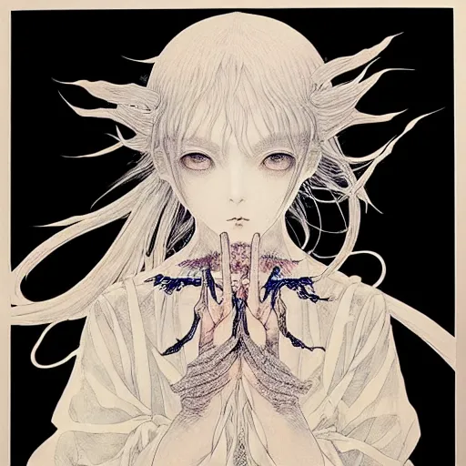 Image similar to prompt: Fragile looking vessel portrait soft light drawn by Vania Zouravliov and Takato Yamamoto, inspired by Evangeleon Anime, magical and alchemical weapons, soft light, white background, intricate detail, intricate ink painting detail, sharp high detail, manga and anime 2000