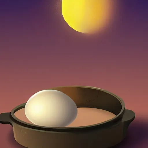 Image similar to an egg fried on a pan, the moon replaces the yolk, digital art, trending on artstation