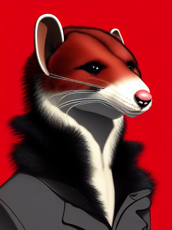 Image similar to furry - male - red - black - weasel - detective - fursona, ray tracing, photorealistic, trending on weasyl