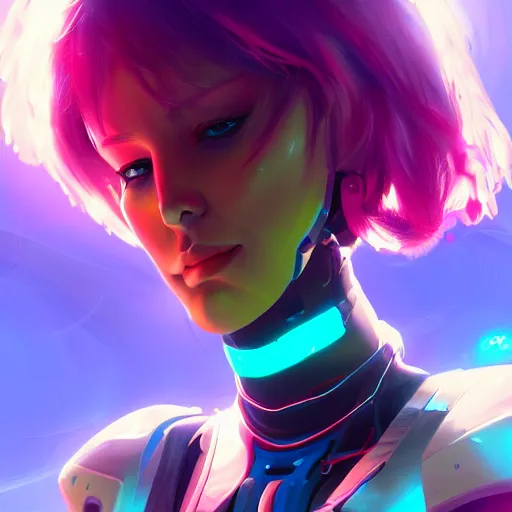 Image similar to a colorfull cyborg lady, trending on artstation, smooth, detailed, sharp focus, realistic, masterpiece, epic, realistic,volumetric lighting, great, uhd, by artstation, anime style