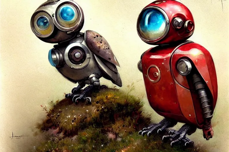 Prompt: adventurer ( ( ( ( ( 1 9 5 0 s retro future robot android owl. muted colors. ) ) ) ) ) by jean baptiste monge!!!!!!!!!!!!!!!!!!!!!!!!! chrome red
