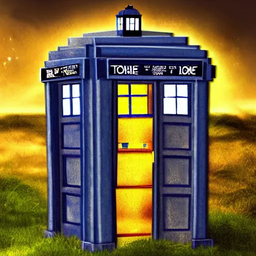 Image similar to the tardis encounters h. g. well's time machine, digital art.