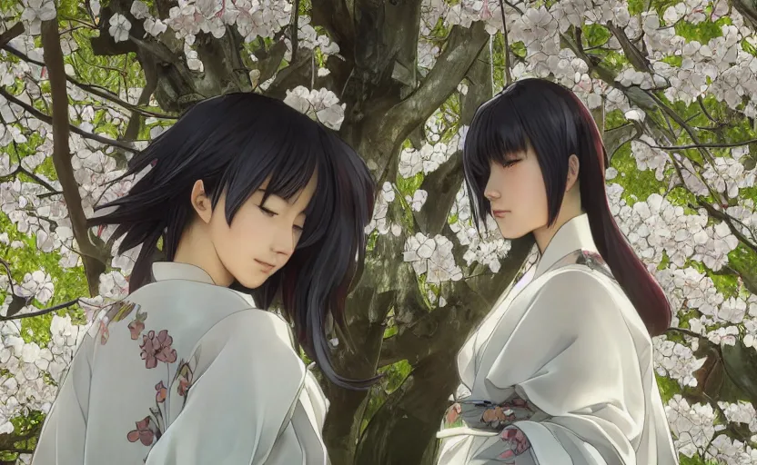 Prompt: side portrait of a girl walking, sakura tree in background, yukata clothing, battlefield in background, anime style, shoulder eyes, hair down, symmetrical facial features, from arknights, hyper realistic, 4 k, extreme detail, detailed drawing, trending artstation, realistic lighting, by alphonse mucha, greg rutkowski, sharp focus, backlit