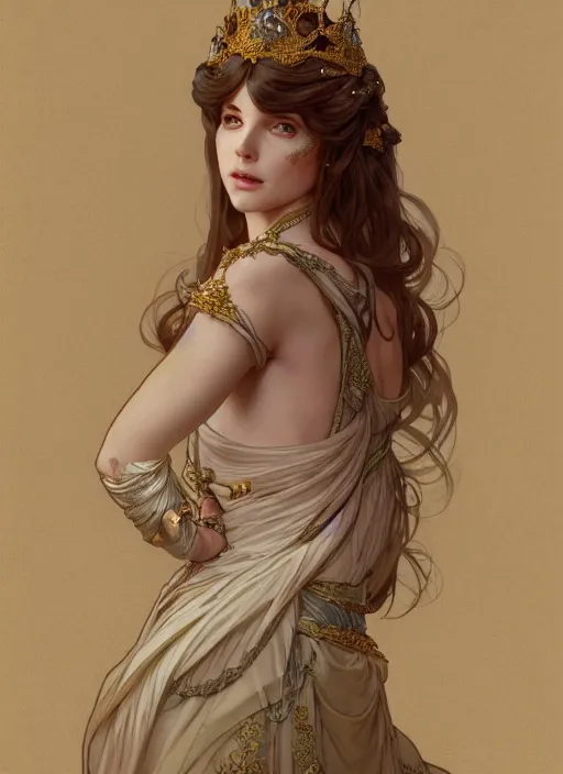 Image similar to portrait of a full body of young beautiful female princess, d & d, baroque dress, flat lighting, intricate, highly detailed, digital painting, artstation, concept art, smooth, sharp focus, illustration, art by simon bisley and greg rutkowski and alphonse mucha, natural tpose