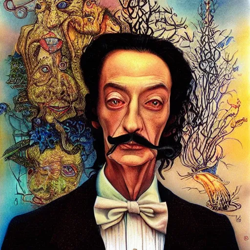 Prompt: portrait of Dali, artwork by Daniel Merriam,