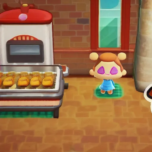 Prompt: baking sourdough in animal crossing for switch