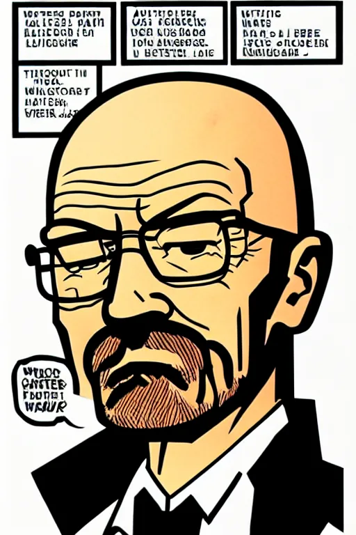 Image similar to walter white, in the style of dan parent, as drawn by dan parentfor archie comics,