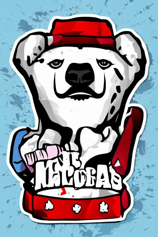 Image similar to Portrait of a polar bear, mafia, gangster, sticker, colorful, illustration, highly detailed, simple, smooth and clean vector curves, no jagged lines, vector art, smooth