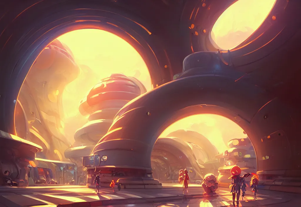 Image similar to chubby futuristic tunnel entrance, golden hour, intricate oil painting, high detail illustration, sharp high detail, manga and anime 1 9 9 9, official fanart behance hd artstation by jesper ejsing and makoto shinkai, 4 k,