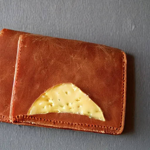 Image similar to a wallet full of cheese slices