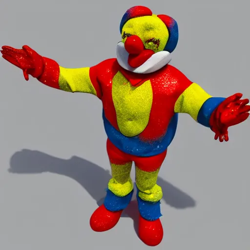 Prompt: poorly rendered 3 d clown