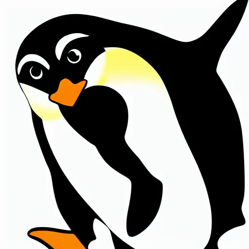 Prompt: realistic penguin professional vector graphic two color